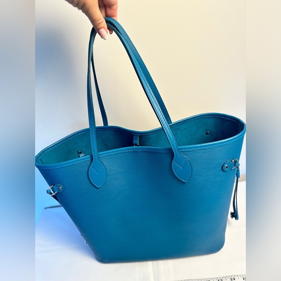 Louis Vuitton neverfull MM teal blue in epi leather. - Picture 3 of 13